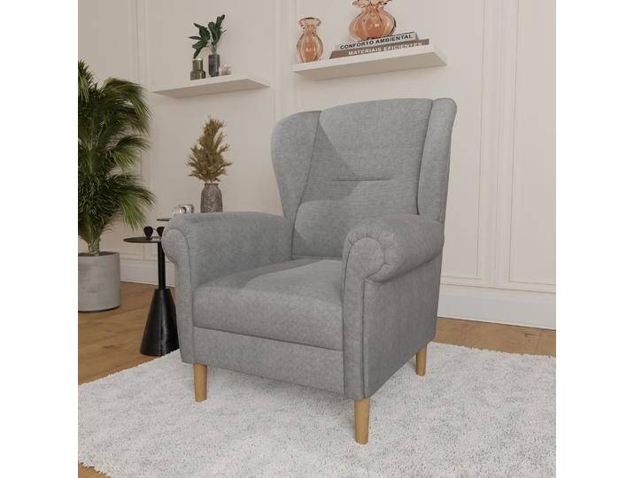 Ohrensessel HOME AFFAIRE OSTIANO B/T/H: 80/82/98 cm, Sessel , grau, B:80cm H:98cm T:82cm, 92% Polyester, 8% Nylon, Sessel, Einzelstück, dicke geschwungene Armlehnen, uni und kariert von Home-affaire