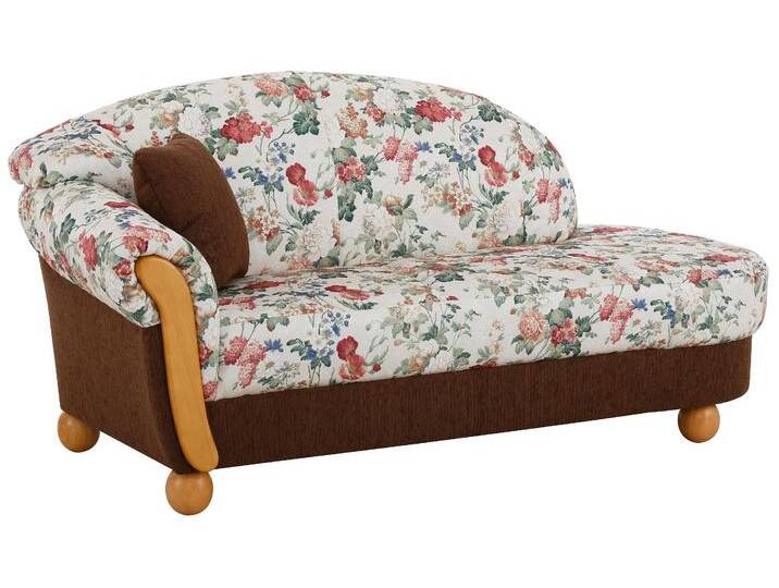 Ottomane HOME AFFAIRE Milano, bequemes solitär Sofa im Landhaus-Stil, B/T/H 181/79/83cm , braun (braun, geblümt), B:181cm H:83cm T:79cm, Chenille (70% Polyacryl, 30% Polyester), Chenille (70% Polyacryl, 30% Polyester) auf Korpus und Zierkissen, Sitz und Rücken im Blumenmuster u00bbParadiseu00ab (100% Polyester), Sofas von Home-affaire
