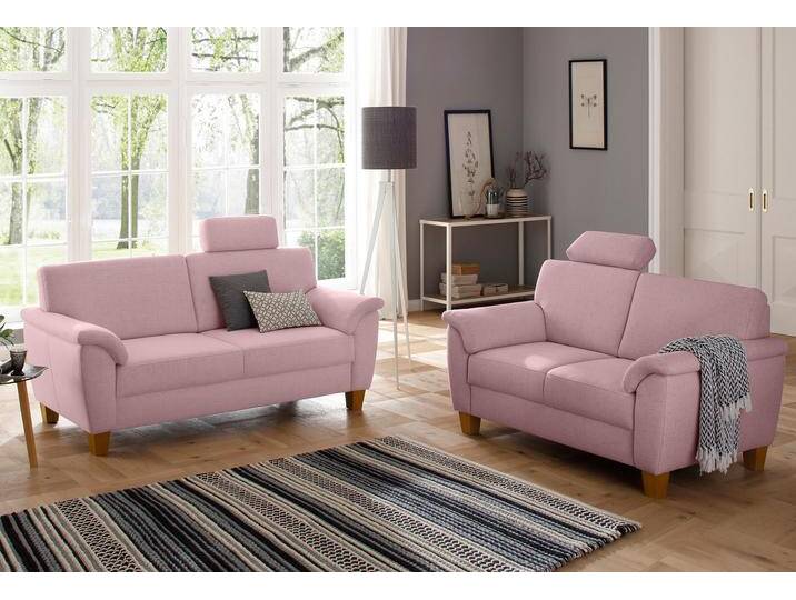 Polstergarnitur HOME AFFAIRE Texel , rosa (altrosa), Struktur fein, Sitzmöbel-Sets, als Set, mit Federkern und Kontrastnaht von Home-affaire