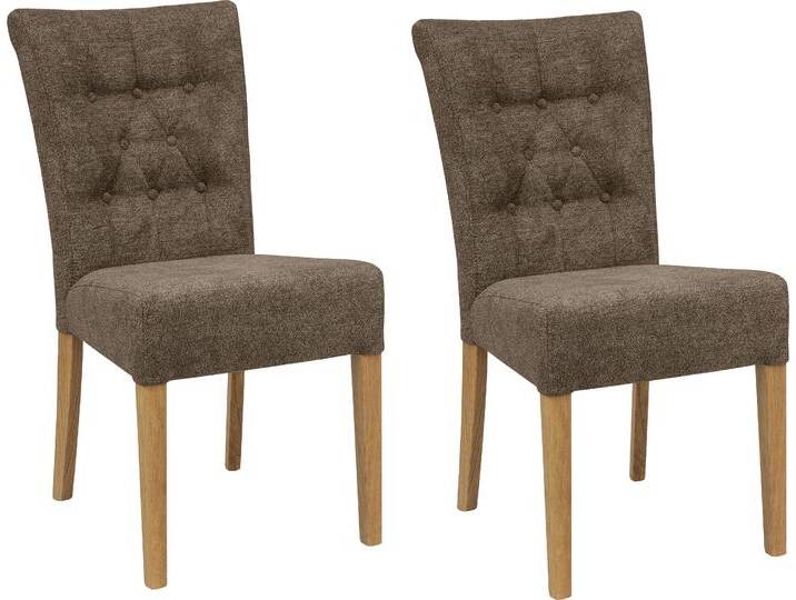 Polsterstuhl HOME AFFAIRE Queen , braun (braun, natur), B:46cm H:93cm T:64cm, Polyester, Stühle, Esszimmerstuhl mit Knopfheftung, 2er, 4er oder 6er-Set von Home-affaire