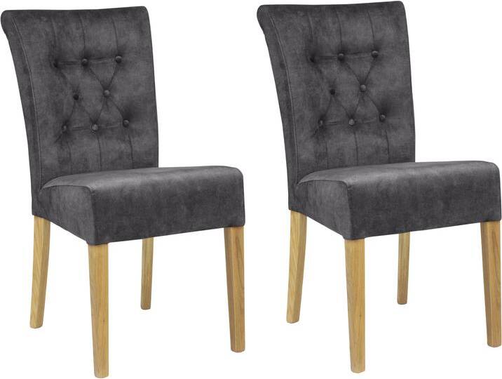 Polsterstuhl HOME AFFAIRE Queen , grau (anthrazit, natur), B:46cm H:93cm T:64cm, 100% Polyester, Stühle, Esszimmerstuhl mit Knopfheftung, 2er, 4er oder 6er-Set von Home-affaire