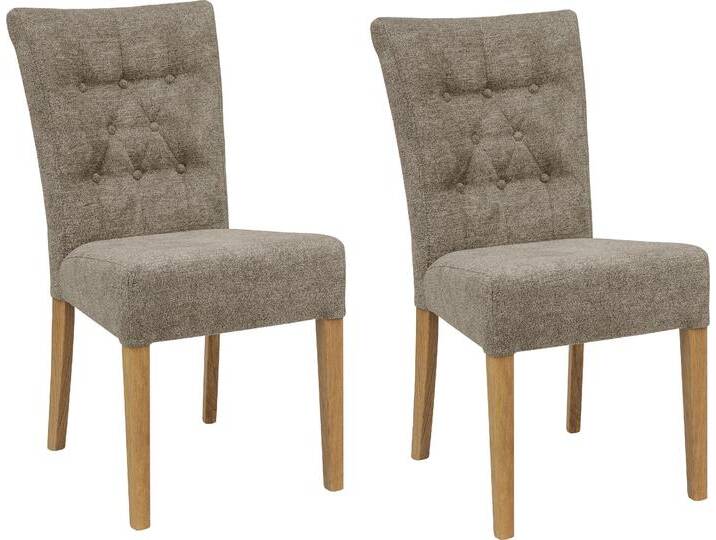 Polsterstuhl HOME AFFAIRE Queen , grau (grau, natur), B:46cm H:93cm T:64cm, Polyester, Stühle, Esszimmerstuhl mit Knopfheftung, 2er, 4er oder 6er-Set von Home-affaire