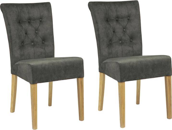Polsterstuhl HOME AFFAIRE Queen , grün (waldgrün, natur), B:46cm H:93cm T:64cm, 100% Polyester, Stühle, Esszimmerstuhl mit Knopfheftung, 2er, 4er oder 6er-Set von Home-affaire