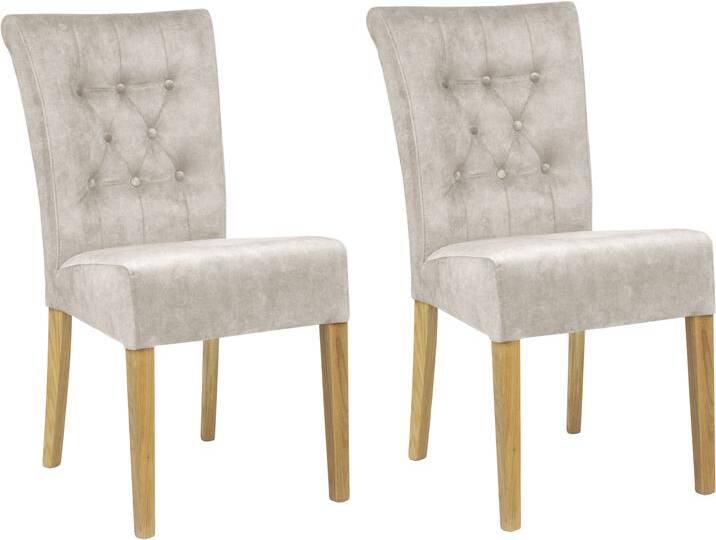 Polsterstuhl HOME AFFAIRE Queen , weiß (milky, natur), B:46cm H:93cm T:64cm, 100% Polyester, Stühle, Esszimmerstuhl mit Knopfheftung, 2er, 4er oder 6er-Set von Home-affaire