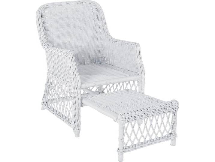 Rattanstuhl HOME AFFAIRE, weiß, B:67cm H:91cm T:75cm, Der Rattansessel von Home affaire präsentiert sich im skandinavischen Design, das den Wohnraum optisch aufwertet. Als besonders ansprechend erweist sich das schöne Rattan. Das formschöne Design rundet das attraktive Gesamtbild gekonnt ab. Ein weiterer Pluspunkt ist der ausziehbare Fußteil, auf dem sich angenehm die Beine hochlegen lassen. Bei Nichtnutzung wird er einfach wieder platzsparend unter der Sitzfläche verstaut. Je nach Belieben kann auch ein passendes Sitzkissen mitbestellt werden. Zudem ist der schöne Sessel in Handarbeit gefertigt und punktet mit pflegeleichten Oberflächen. Der Home affaire Rattansessel im skandinavischen Design überzeugt zugleich mit praktischen sowie optischen Vorzügen., Stühle, Handarbeit, Maße (B/T/H): (67/75/91) von Home-affaire