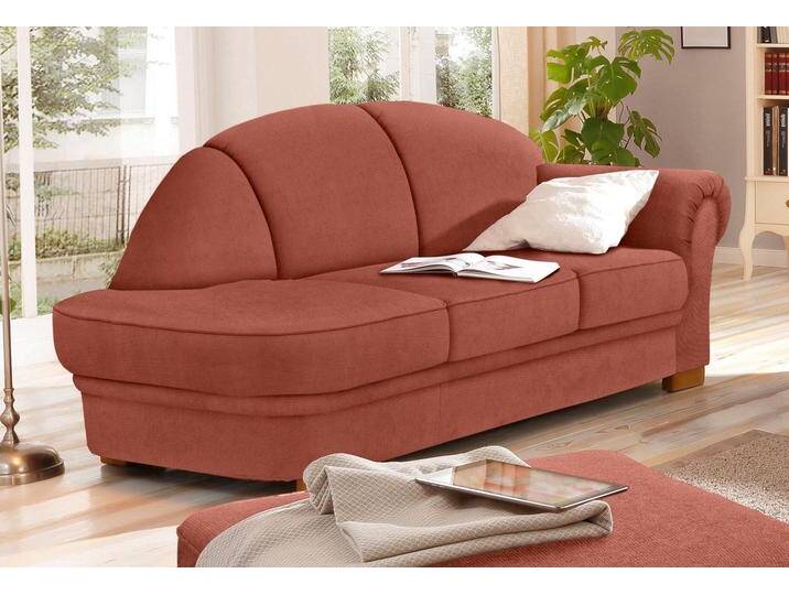 Recamiere HOME AFFAIRE Amrum , orange (terra), B:202cm H:91cm T:92cm, Jacquard ( 100% Polyester ), Struktur Blume (100% Polyester), Sofas, mit Federkern, Armteil links oder rechts von Home-affaire