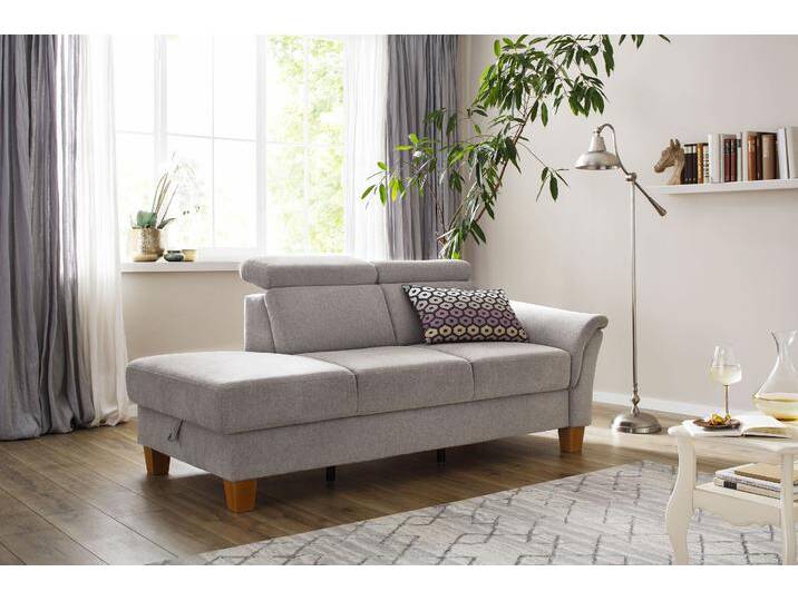 Recamiere HOME AFFAIRE Conville , braun (latte), B:194cm H:84cm T:93cm, 100% Polyester, Sofas, Longchair, incl. Kopfteilverstellung, Federkern, wahlweise mit Bettkasten von Home-affaire