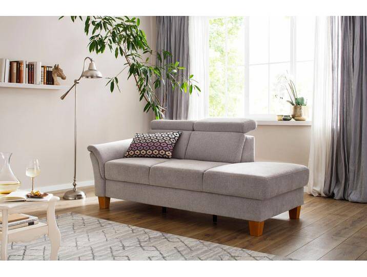Recamiere HOME AFFAIRE Conville , braun (latte), B:194cm H:84cm T:93cm, 100% Polyester, Sofas, Longchair, incl. Kopfteilverstellung, Federkern, wahlweise mit Bettkasten von Home-affaire