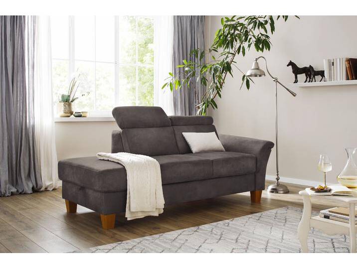 Recamiere HOME AFFAIRE Conville , braun (mocca), B:194cm H:84cm T:93cm, 100% Polyester, Sofas, Longchair, incl. Kopfteilverstellung, Federkern, wahlweise mit Bettkasten von Home-affaire