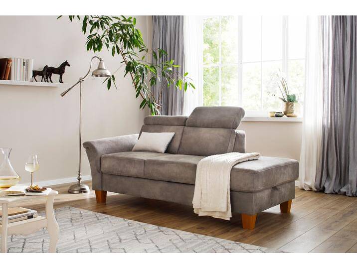Recamiere HOME AFFAIRE Conville , braun (savannah), B:194cm H:84cm T:93cm, 100% Polyester, Sofas, Longchair, incl. Kopfteilverstellung, Federkern, wahlweise mit Bettkasten von Home-affaire