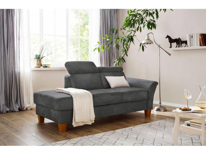 Recamiere HOME AFFAIRE Conville , grau (anthrazit), B:194cm H:84cm T:93cm, 100% Polyester, Sofas, Longchair, incl. Kopfteilverstellung, Federkern, wahlweise mit Bettkasten von Home-affaire