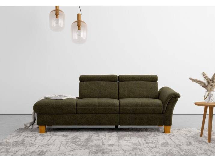 Recamiere HOME AFFAIRE Lindgren , grün (khaki), B:206cm H:84cm T:93cm, 100% Polyester, Sofas, wahlweise motorische TV-Funktion, Bettkasten und Kopfteilverstellung von Home-affaire