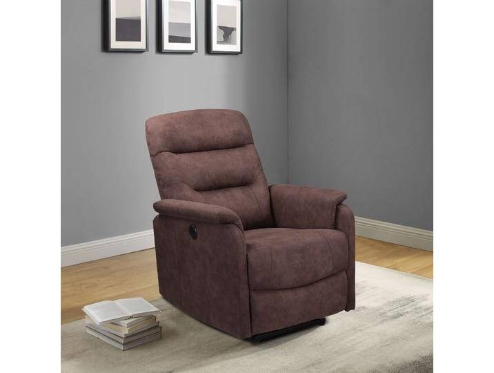Relaxsessel HOME AFFAIRE Coullon, TV-Sessel mit Schlaffunktion , braun (dunkelbraun), B:82cm H:102cm T:98cm, 100% Polyester, Sessel, Relaxfunktion mit USB Anschluss von Home-affaire