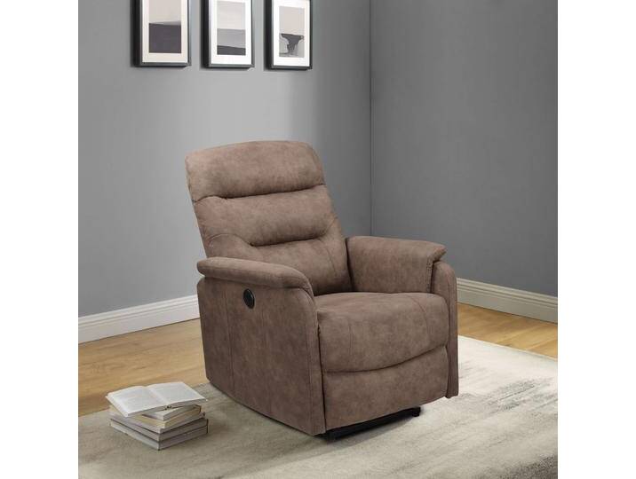 Relaxsessel HOME AFFAIRE Coullon, TV-Sessel mit Schlaffunktion , grau (taupe), B:82cm H:102cm T:98cm, 100% Polyester, Sessel, Relaxfunktion mit USB Anschluss von Home-affaire