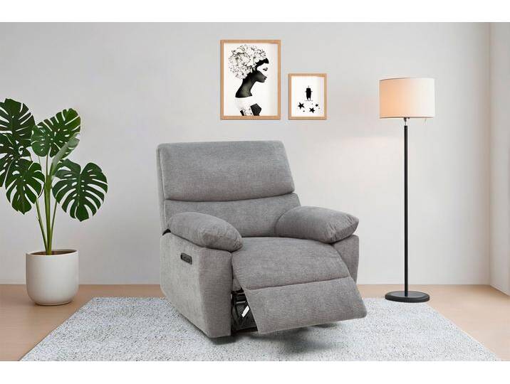 Relaxsessel HOME AFFAIRE LANNOY, TV-Sessel, elektr. o. manuelle Relaxfunktion, USB A/C , grau (anthrazit), B:95cm H:96cm T:94cm, Sessel, Sessel mit Liegefunktion 105-150, Federkernpolsterung von Home-affaire