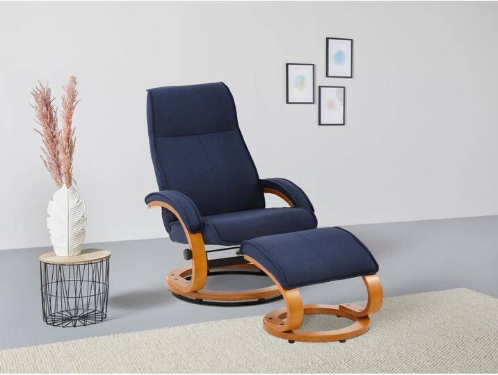 Relaxsessel HOME AFFAIRE Paris, TV-Sessel mit Hocker und manueller Liegefunktion , blau (dunkelblau), B:67cm H:107cm T:78cm, NaturLeder (echtes Rindsleder) in Sitz und Rücken. Korpus in passendem Softlux-Kunstleder bezogen, Kunstleder/PU, Primabelle-Microfaser (100% Polyester), Webstoff (100% Polyester), Sessel, Dreh- und Kippfunktion, NaturLEDER von Home-affaire