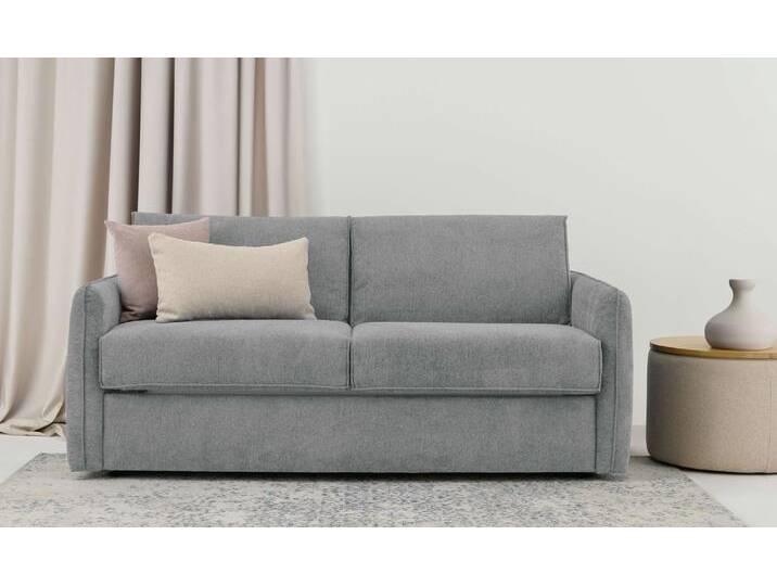 Schlafsofa HOME AFFAIRE Bergamons , grau, B:169cm H:90cm T:97cm, 100% Polyester, Sofas, 2-Sitzer, mit Dauerschlaffunktion, inkl. Federkernmatratze, Lattenrost von Home-affaire