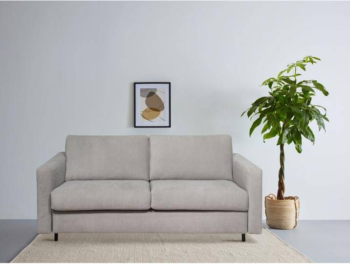 Schlafsofa HOME AFFAIRE Virming , grau (light grau), B:188cm H:90cm T:98cm, 100% Polyester, Sofas, Dauerschlaf-Funktion mit Unterfederung und Matratze von Home-affaire