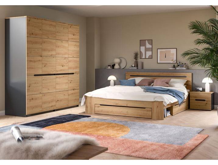 Schlafzimmer-Set HOME AFFAIRE REHAT, 4-teilig, best. aus: Bett, Kleiderschrank & 2x Nachtkommode , grau, ohne Matratze, B/H: 180cm x 200cm, Schlafzimmermöbel-Sets, Rehat, Schlafzimmerset, Bett 180x200 cm, Nachttisch, Kleiderschrank Schlafzimmer-Set HOME AFFAIRE REHAT, 4-teilig, best. aus: Bett, Kleiderschrank & 2x Nachtkommode , grau, ohne Matratze, B/H: 180cm x 200cm, Schlafzimmermöbel-Sets, Rehat, Schlafzimmerset, Bett 180x200 cm, Nachttisch, Kleiderschrank von Home-affaire
