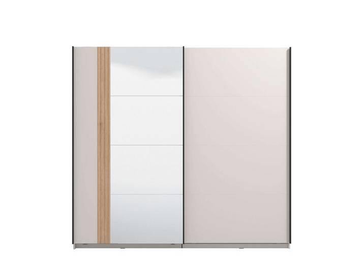 Schwebetürenschrank HOME AFFAIRE Belfort, Kleiderschrank mit Spiegel, Made in Europe , weiß (cashmere), B:220cm H:205cm T:61cm, Spanplatte, Kunststoff, Metall, Schränke, 2 Schiebetüren, 220x61x205cm, FSC -zertifizierter Holzwerkstoff von Home-affaire