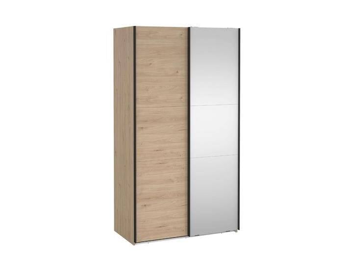 Schwebetürenschrank HOME AFFAIRE Como, Kleiderschrank, Schlafzimmerschrank , jackson hickory, spiegel, B:118,5cm H:221cm T:66,6cm, FSC-zertifizierter Holzwerkstoff, Schränke, 1 Schwebetür, 1 Spiegelschiebetür, Kleiderstange, Einlegeboden von Home-affaire