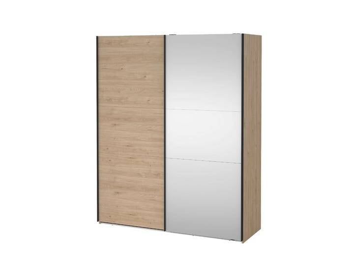 Schwebetürenschrank HOME AFFAIRE Como, Kleiderschrank, Schlafzimmerschrank , jackson hickory, spiegel, B:178,5cm H:221cm T:66,6cm, FSC-zertifizierter Holzwerkstoff, Schränke, 1 Schwebetür, 1 Spiegelschiebetür, Kleiderstange, Einlegeboden von Home-affaire