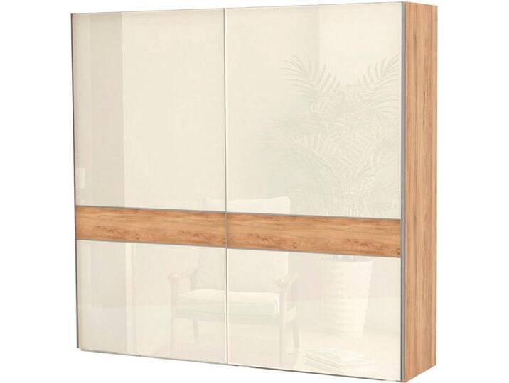 Schwebetürenschrank HOME AFFAIRE Gala, wahlweise mit oder ohne Spiegel, 230x65x224cm, FSC-zertifiziert , beige (beige, pacific walnut), B:230cm H:224cm T:65cm, Schränke, UV lackiert, kratzfest, hochglänzend, Soft-Close Funktion von Home-affaire