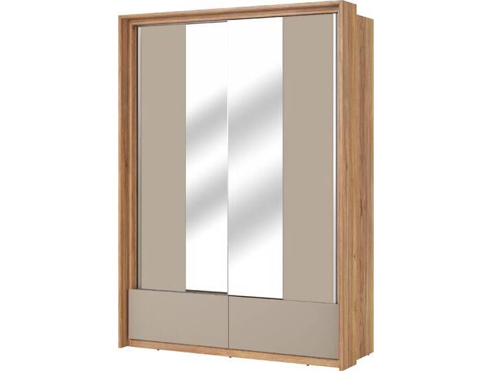 Schwebetürenschrank HOME AFFAIRE Wharton, Breite 159 oder 209 cm, Kleiderschrank incl. Innenausstattung , beige (eiche mauvella, eiche mauvella, congo), B:159cm H:219cm T:63cm, Dekorfolie, FSC-zertifizierter Holzwerkstoff, Glas, Metall, Schränke, Wäscheschrank, 2 Schubkästen, 2 Spiegel, Metallgriffe, Garderobe von Home-affaire