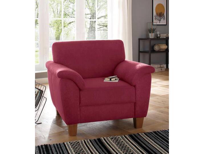 Sessel HOME AFFAIRE Alta , rot (bordeaux), B:101cm H:87cm T:88cm, Struktur ( 100% Polyester);Struktur fein ( 100% Polyester);Luxus-Microfaser (100% Polyester), Sessel, Polstersessel, mit Federkern und Kontrastnaht, Füße Buche eichefarben von Home-affaire
