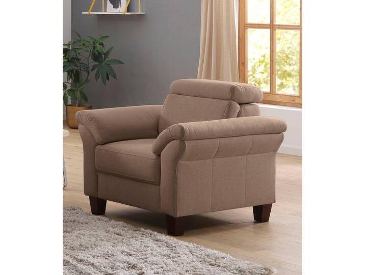 Sessel HOME AFFAIRE Arngast , beige (dunkelbeige), B:101cm H:84cm T:93cm, Luxus-Microfaser (100% Polyester);Luxus-Microfaser Lederoptik (100% Polyester), ;Struktur fein (100% Polyester), Sessel, Lesesessel Polstersessel, Inclusive Kopfteilverstellung und Federkern von Home-affaire