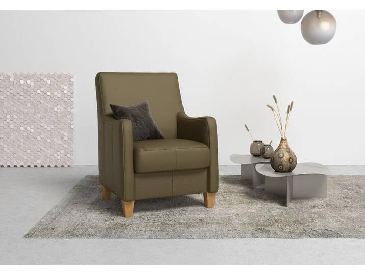 Sessel HOME AFFAIRE Palmera , grün (olive), B:70cm H:93cm T:75cm, Luxus-Microfaser (100% Polyester), Struktur (100% Polyester), Luxus-Microfaser in Lederoptik (100% Polyester), Sessel, Federkern-Polsterung, passend zur Serie »Palmera« von Home-affaire