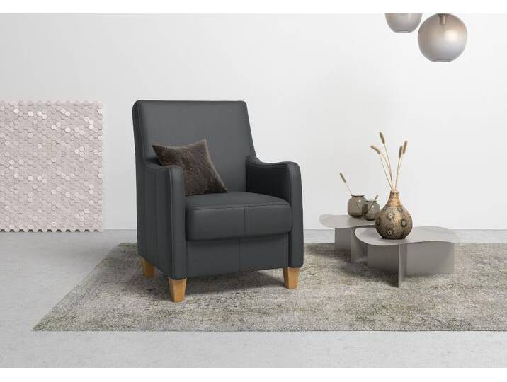 Sessel HOME AFFAIRE Palmera , schwarz, B:70cm H:93cm T:75cm, Luxus-Microfaser (100% Polyester), Struktur (100% Polyester), Luxus-Microfaser in Lederoptik (100% Polyester), Sessel, Federkern-Polsterung, passend zur Serie »Palmera« von Home-affaire