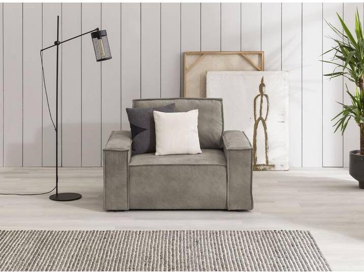 Sessel HOME AFFAIRE SHERWOOD, Love-Seat in 3 Stoffarten verfügbar , grau (mittelgrau), B:120cm H:85cm T:86cm, 100% Polyester, Sessel, passend zur Polster-Serie SHERWOOD von Home-affaire