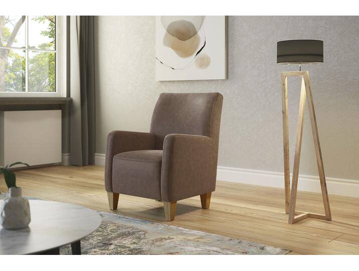 Sessel HOME AFFAIRE Viva , braun (nougat), B:74cm H:93cm T:81cm, 100% Polyester, Sessel, mit Federkern, mit Eichenfüßen von Home-affaire