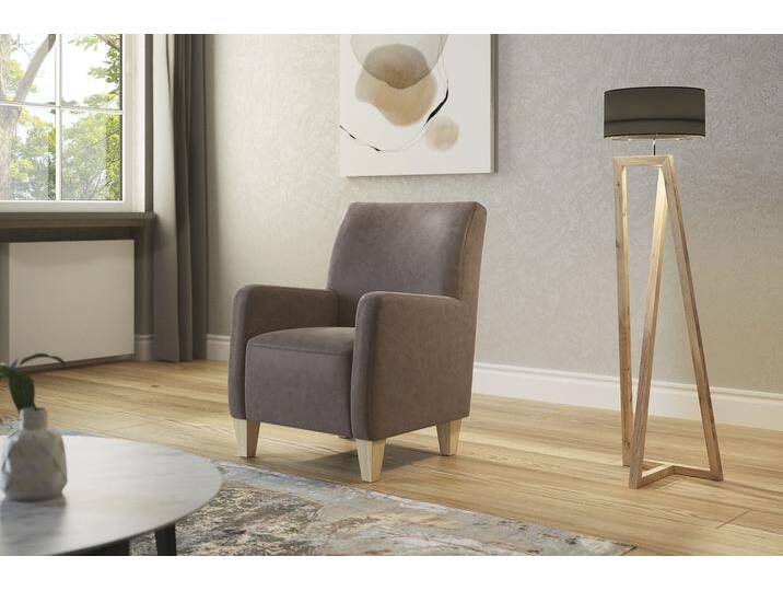 Sessel HOME AFFAIRE Viva , grau (taupe), B:74cm H:93cm T:81cm, 100% Polyester, Sessel, mit Federkern, mit Buchefüßen von Home-affaire