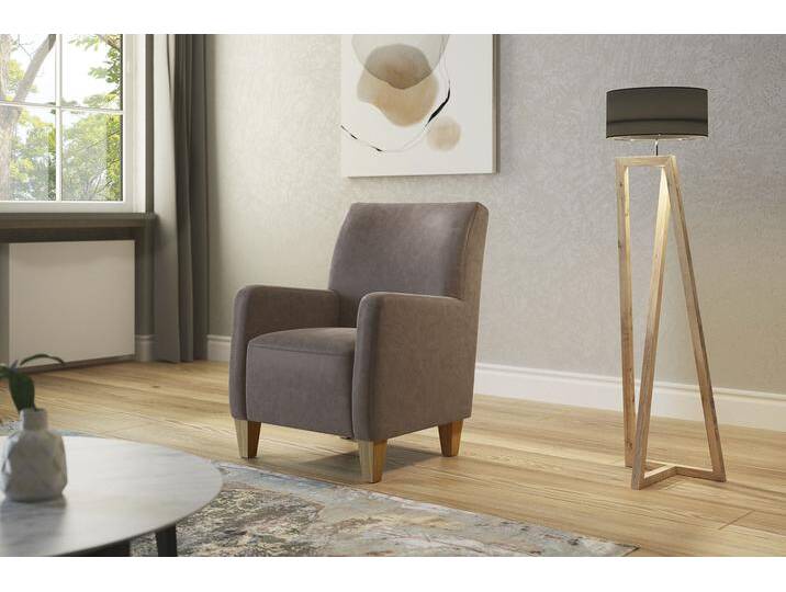 Sessel HOME AFFAIRE Viva , grau (taupe), B:74cm H:93cm T:81cm, 100% Polyester, Sessel, mit Federkern, mit Eichenfüßen von Home-affaire