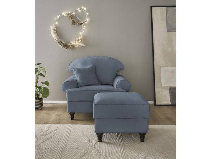 Sessel HOME AFFAIRE WESTMINSTER , blau (marineblau), B:110cm H:95cm T:100cm, 92% Polyester / 8% Nylon, Sessel, mit Federkern-Polsterung von Home-affaire
