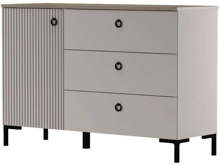 Sideboard HOME AFFAIRE Luminara , cashmere (beige), eiche, B:120cm H:81cm T:41cm, Holzwerkstoff, MDF, Metall, Sideboards, Kommode mit Soft-Close Funktion - 120 oder 150 cm Breite von Home-affaire