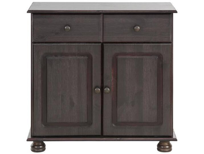 Sideboard HOME AFFAIRE Mette , braun (dunkelbraun), B:80cm H:77cm T:34cm, Massivholz, Sideboards, Kommode mit gefrästen, kugelförmigen Füßen, Breite 80 cm von Home-affaire