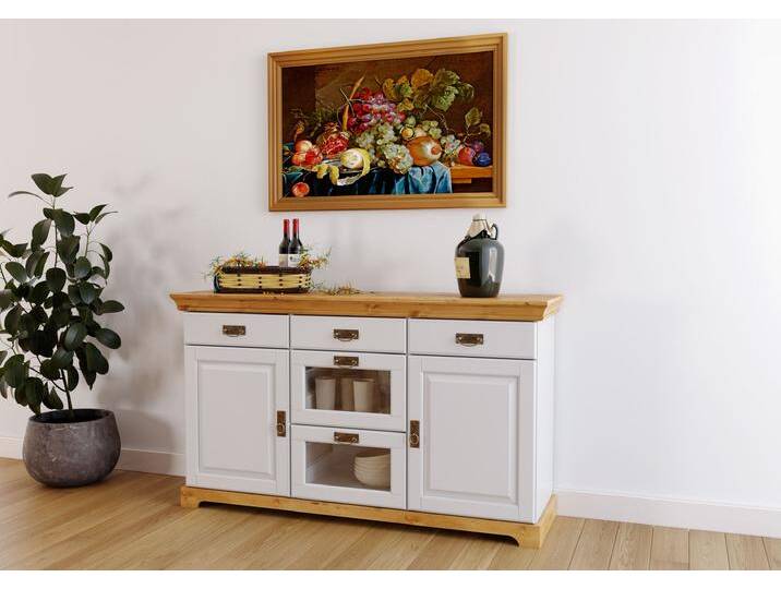 Sideboard HOME AFFAIRE Rügen , weiß (weiß, honig), B:145cm H:85cm T:40cm, Sideboards, Kommode aus massiver Kiefer, FSC, Breite 145 oder 180 cm von Home-affaire