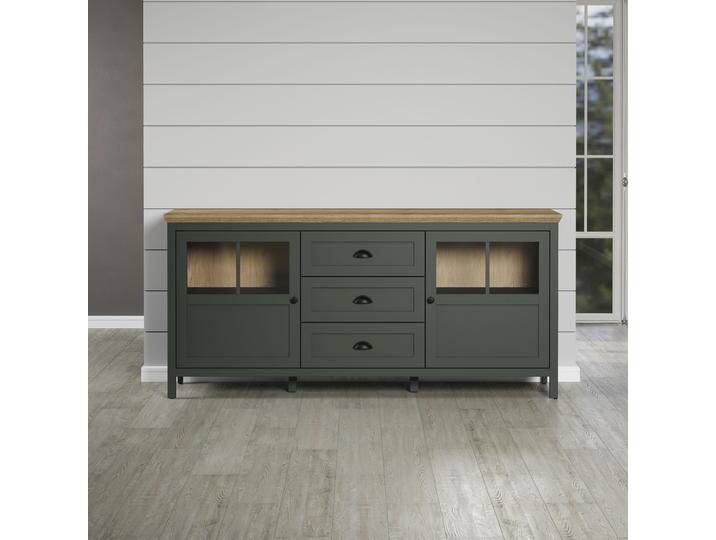 Sideboard HOME AFFAIRE Vienna , tannengrün, eiche, B:185cm H:86cm T:45cm, FSC-zertifizierter Holzwerkstoff, Sideboards, Kommode im Landhausstil - Beleuchtung, Glastüren - B/T/H 185/45/86 cm Sideboard HOME AFFAIRE Vienna , tannengrün, eiche, B:185cm H:86cm T:45cm, FSC-zertifizierter Holzwerkstoff, Sideboards, Kommode im Landhausstil - Beleuchtung, Glastüren - B/T/H 185/45/86 cm von Home-affaire