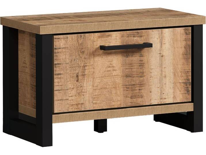 Sitzbank HOME AFFAIRE Elda , mango, schwarz, schwarz, B:73cm H:47cm T:39cm, Holzwerkstoff, MDF, Metall, Sitzbänke, Sitzbank mit 1 Gasdruckdämpfer Klappe – (B/T/H) 73/39/47 cm von Home-affaire