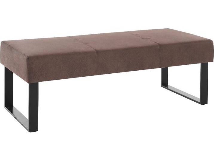 Sitzbank HOME AFFAIRE Oliver , braun (braun, braun), B:140cm H:50cm T:62cm, Polyester, Sitzbänke, Breite 140cm, mit Metallgestell von Home-affaire