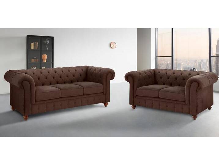 Sitzgruppe HOME AFFAIRE Chesterfield , braun (braun,), H:74cm T:89cm, Sitzmöbel-Sets, hochwertige Knopfheftung, bestehend aus 2- und 3-Sitzer Sitzgruppe HOME AFFAIRE Chesterfield , braun (braun,), H:74cm T:89cm, Sitzmöbel-Sets, hochwertige Knopfheftung, bestehend aus 2- und 3-Sitzer von Home-affaire
