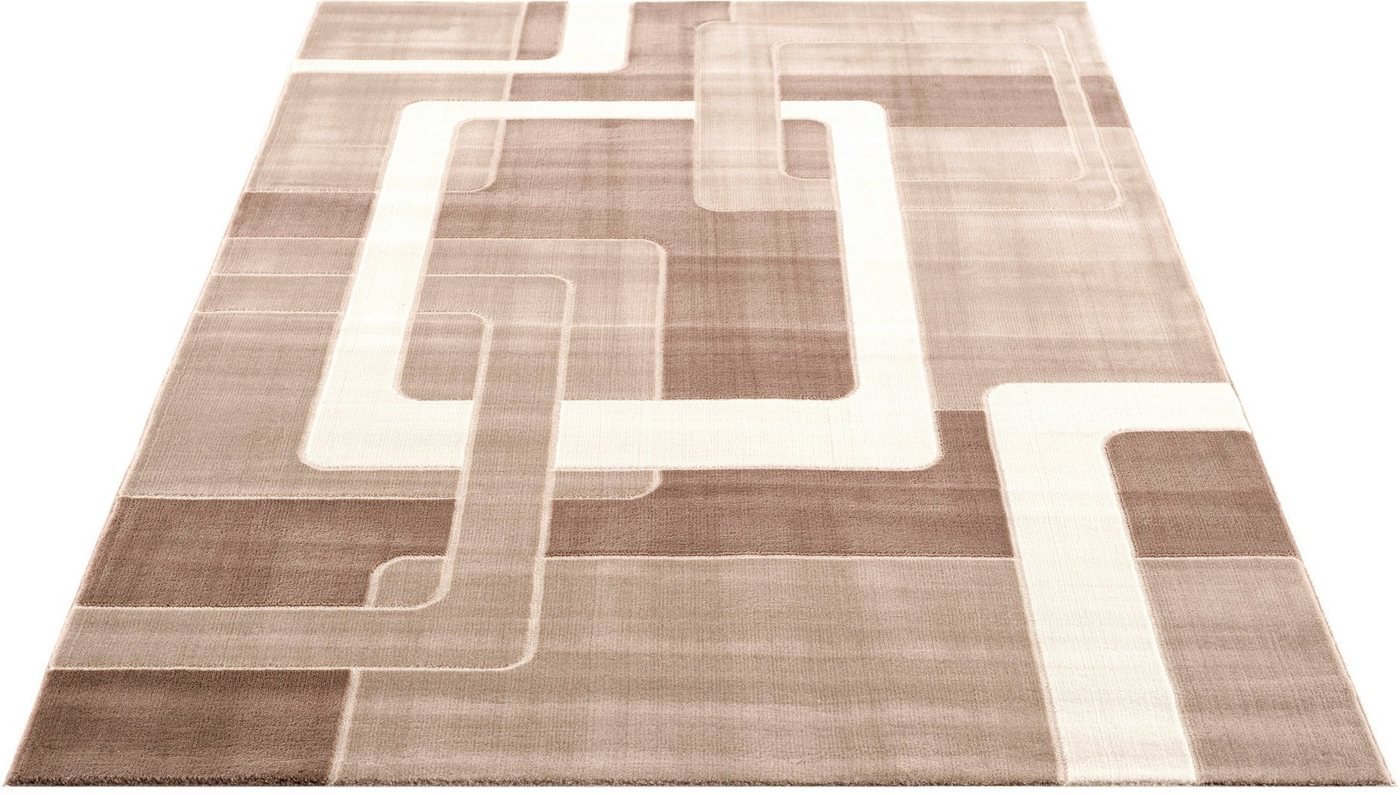 Teppich Anesa, Home affaire, rechteckig, Höhe: 12 mm, mit handgearbeitetem Konturenschnitt, flach, Kurzflor, elegant von Home affaire