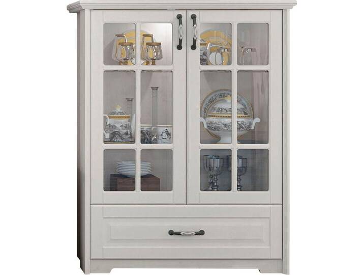 Vitrine HOME AFFAIRE Evergreen , beige (elfenbein), B:106cm H:127,7cm T:48,7cm, Schränke, UV lackiert, Tür mit Sicherheitsglas und Soft-Close-Funktion von Home-affaire