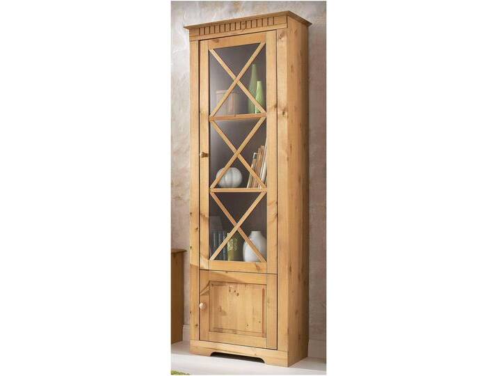 Vitrine HOME AFFAIRE Lisa , beige (natur gebeizt, gewachst), B:60cm H:180cm T:35cm, Massivholz, Schränke, aus schönem massivem Kiefernholz, mit einer schönen Glastürfront von Home-affaire