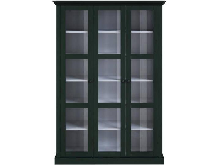 Vitrine HOME AFFAIRE Meliss , grün (dunkelgrün, weiß), B:132cm H:192cm T:39cm, Massivholz, Schränke, aus massiver Kiefer, mit viel Stauraum von Home-affaire