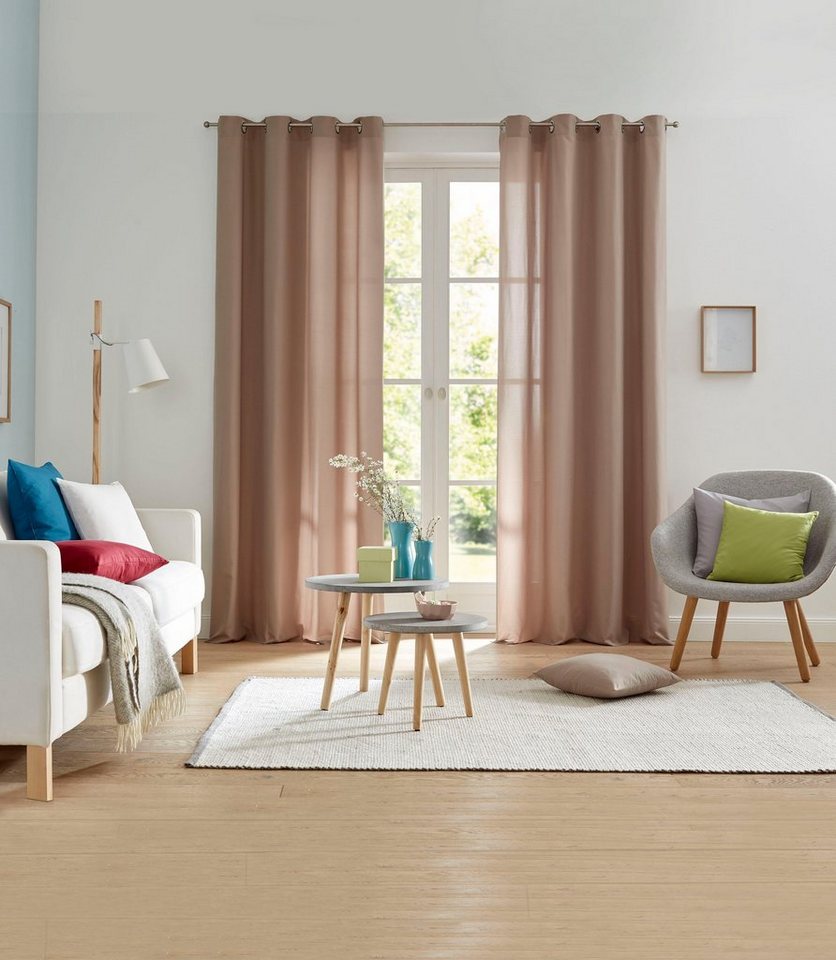 my home Vorhang Parry, Ösen (2 St), blickdicht, Polyester, 2-er Set, blickdicht, monochrom, basic von my home
