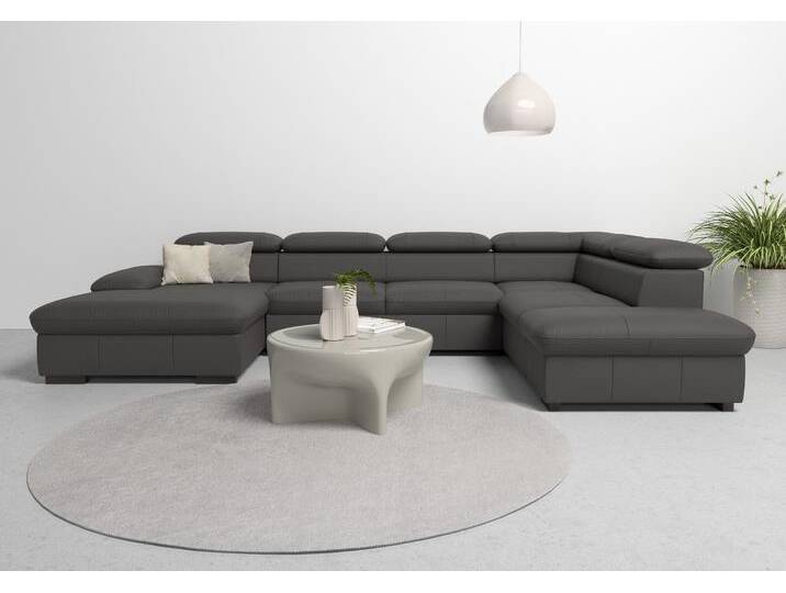 Wohnlandschaft HOME AFFAIRE Alberto U-Form , braun (mokka), B:350cm H:73cm T:228cm, Luxus-Microfaser in Lederoptik (100% Polyester), Microfaser in Antiklederoptik (100% Polyester), Luxus-Microfaser Vintageoptik (100% Polyester), Luxus-Microfaser weich (90%Polyester 10%Polyamid), Sofas, mit Kopfteilverstellung, wahlweise mit Bettfunktion von Home-affaire
